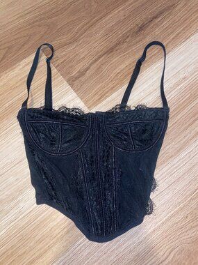 LA Hearts Black Corset Bustier Crop Top